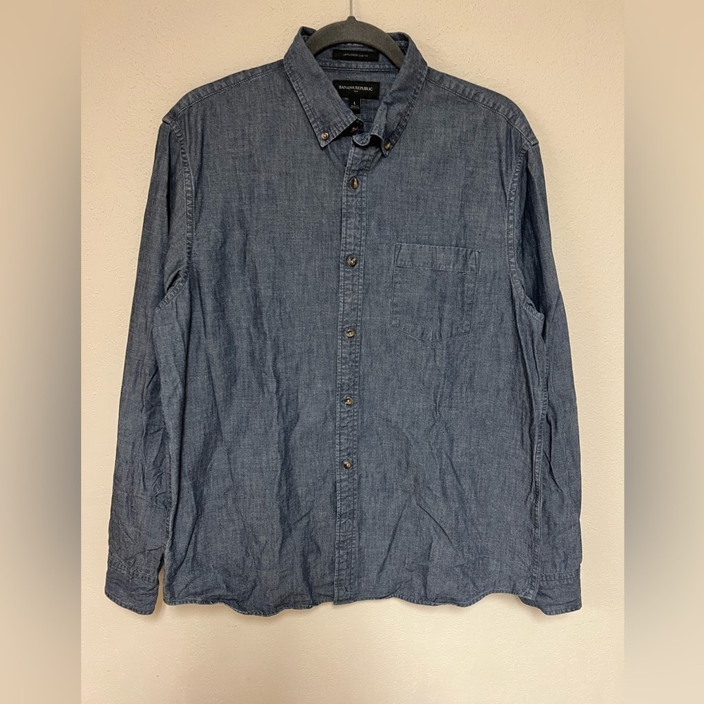 Banana Republic untucked slim fit cotton button down L